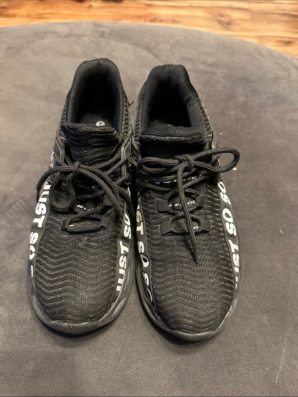 Men's Black Knit Lace-Up Sneakers with White Side Detail
